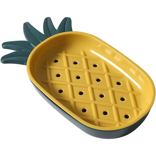 Pineapple Shaped Soap Box Cute Soap Box Drain Box Sponge Holder Kitchen Organizer Box (Color : Yellow)