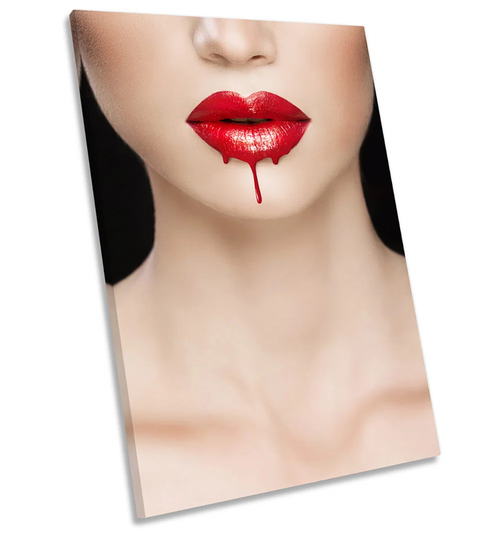 Lip Gloss Drip Red Blood - Wrapped Canvas Photograph