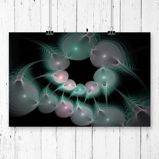 'Blue and Pink Abstract Fractal Art' Graphic Art