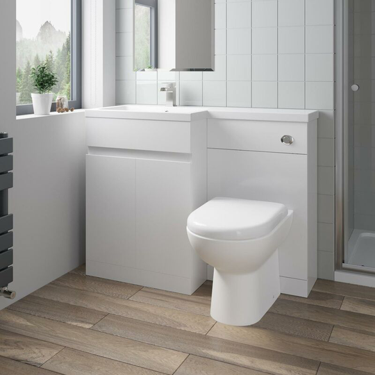 Artis - 1100mm Bathroom Vanity Unit Basin Sink Toilet Combined Furniture Left Hand White - White