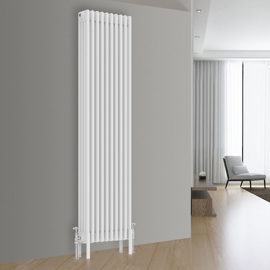 Traditional Cast Iron Style Radiator Central Heating Rads White Vertical 4 Column 1800x470mm
