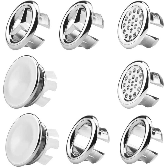 8 Pieces Overflow Cover Plastic Overflow Protector Universal Sink Overflow Ring Round Overflow Cover Ring Overflow Stopper Sink Hole Cover for