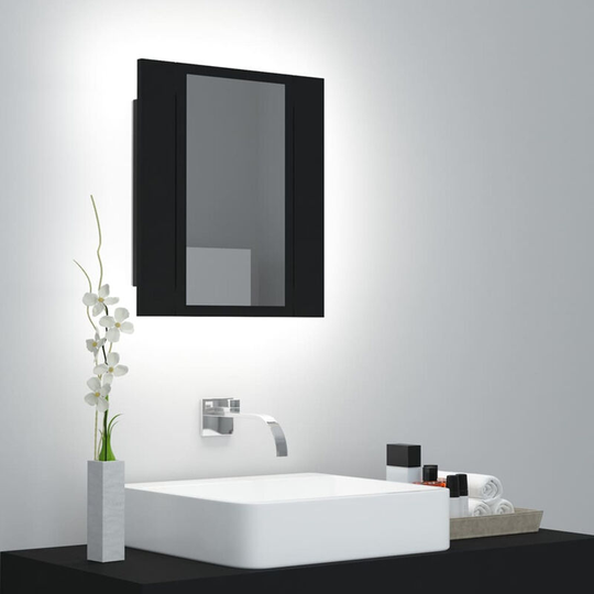 LED Bathroom Mirror Cabinet Black 40x12x45 cm