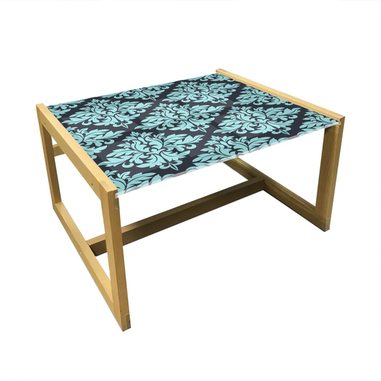 Antique Oriental Coffee Table, Victorian Vintage Classic Motif Swirly Branches Rococo Art, Acrylic Glass Center Table With Wooden Frame For Offices Do