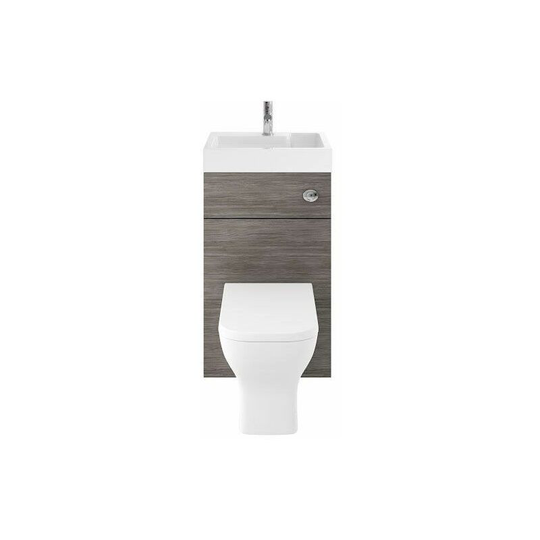2 in 1 Toilet Basin Sink Combi Space Saving Cloakroom Unit Avola Grey 500mm - Grey