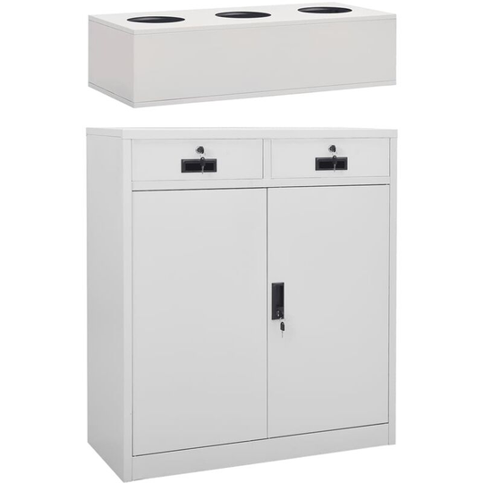 Office Cabinet with Planter Box Light Grey 90x40x125 cm Steel Vidaxl Grey