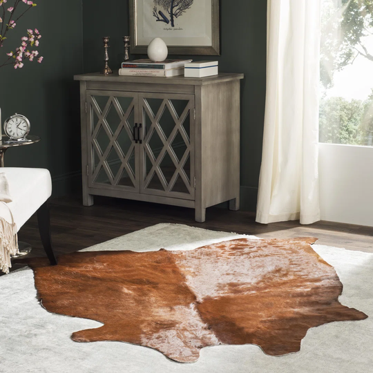 Kingfisher Handwoven Cowhide Brown Rug