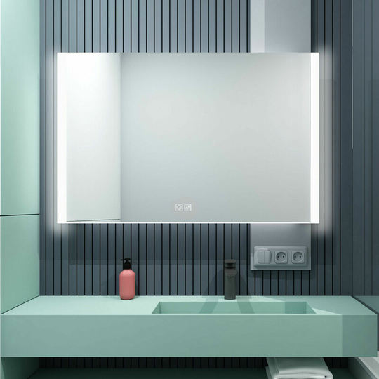Miqu - 1000 x 600mm Led Bathroom Mirror Illuminated Backlit Light Up Mirror Daylight Warm Light Dimmable Anti Fog Switch Horizontal/Vertical Wall