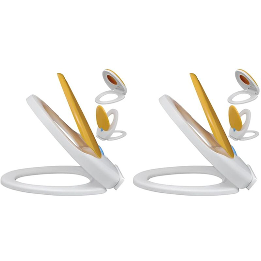 Toilet Seats with Soft Close Lids 2pcs Plastic White and Yellow - Multicolour