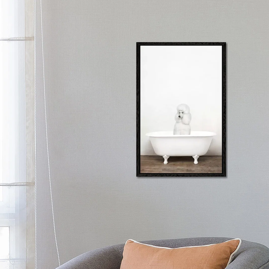 Royal Poodle Dog In A Vintage Bathtub-Canvas