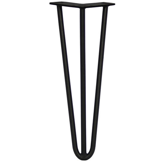 4 X 12" Hairpin Legs , 3 Prong , 12Mm , Black
