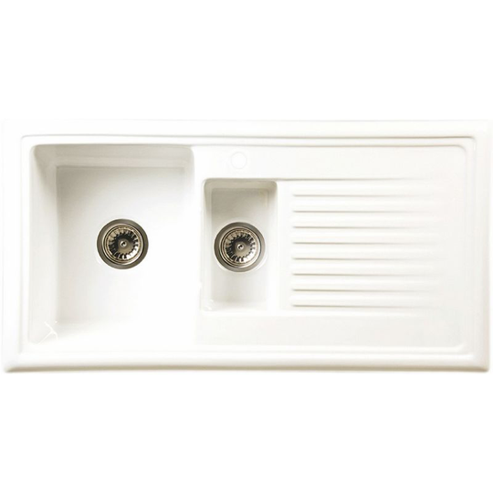 Reginox - White Ceramic 1.5 Bowl Kitchen Sink