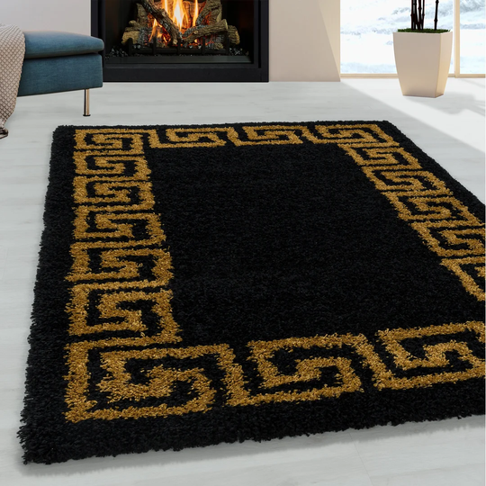 Crelake Shaggy Gold/Black Rug