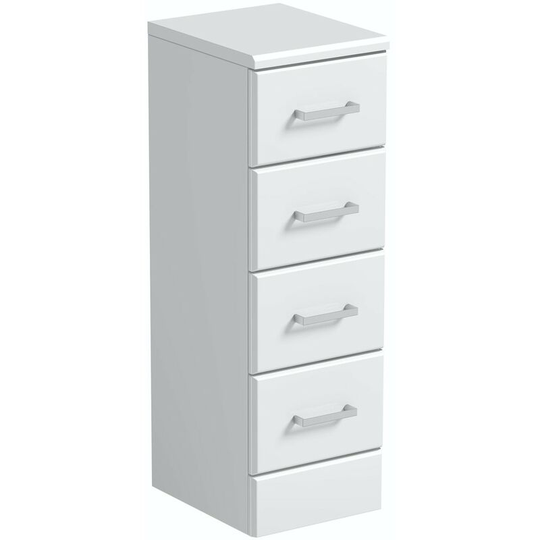 Eden white slimline multi-drawer storage unit 766 x 250mm - White - Orchard
