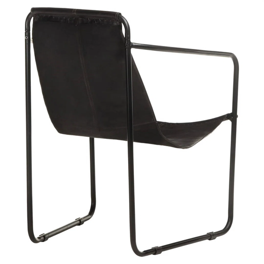 Relaxing Armchair Black Real Leather
