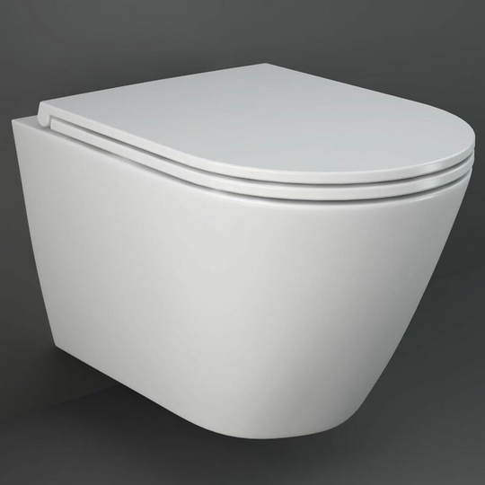 Rak Ceramics - rak Resort Rimless Wall Hung Toilet Hidden Fixations 520mm Projection - Slim Sandwich Soft Close Seat