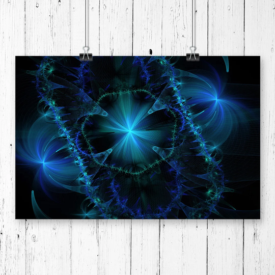 'Blue Abstract Fractal Art' Graphic Art