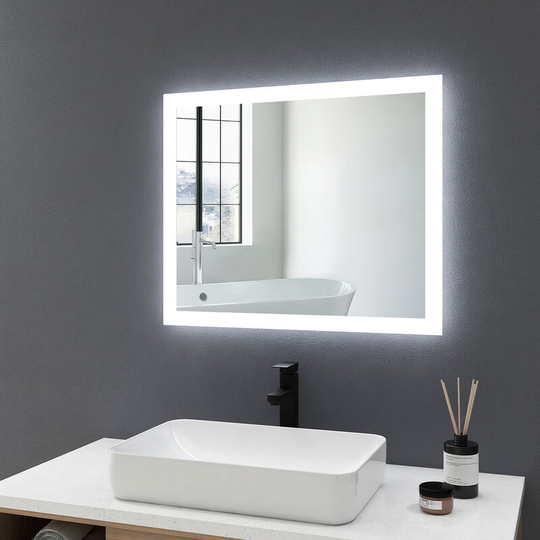 Led Illuminated Bathroom Mirror with Demister Pad 60x50cm, Mechanical Switch and Two light colors Wall Mounted Bathroom Mirrors - 60x50x3.5cm | +