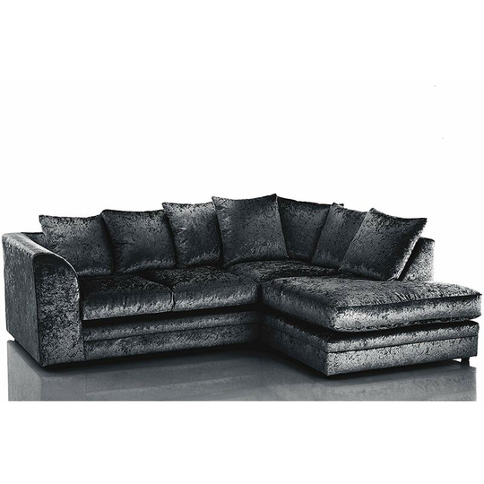 Bella Right Hand Facing Crushed Velvet Corner Sofa - Black