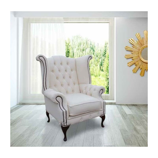 Chesterfield Chatsworth Queen Anne High Back Wing Chair uk Manufactured White