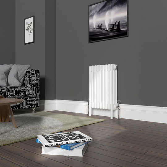 NRG - Traditional 4 Column Radiator Cast Iron Style Heating Rads Horizontal White 600x425mm