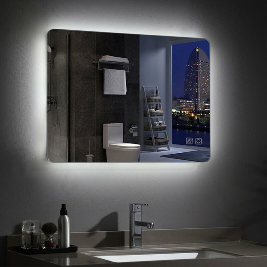 Lisa - 700x500mm Bathroom Mirrors with led Lights Illuminated Backlit Wall Mount Light Up Mirror Dimmable Switch Demister Heated Pad