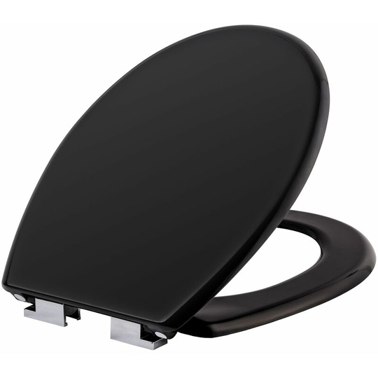 Tectake - Toilet seat with design - soft close toilet seat, slow close toilet seat, round toilet seat - black - black