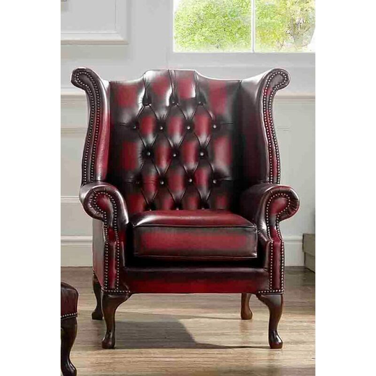 Antique Chesterfield Queen Anne Wing Chair Designersofas4u