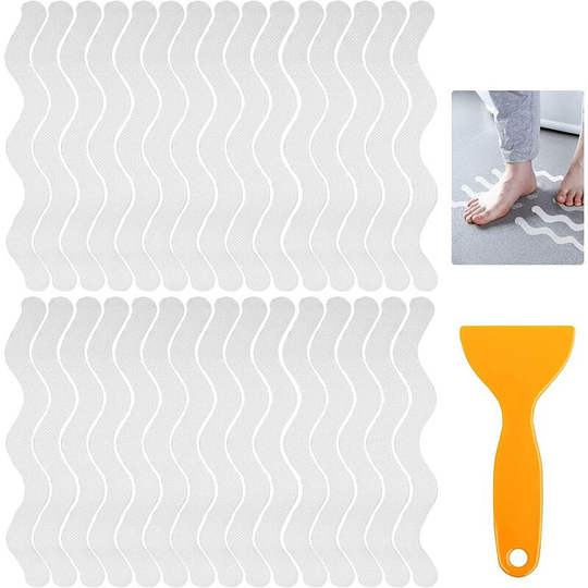 30 Pieces Anti-slip Safety Stickers Bath, Transparent Shower Anti-Slip Strip with Scraper, for Bath, Bathtubs, Stair Treads - s