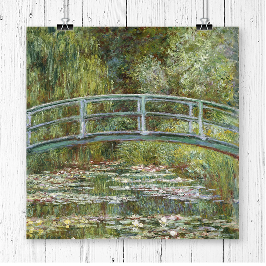 'Japanese Bridge and Lillies' by Claude Monet Painting Print
