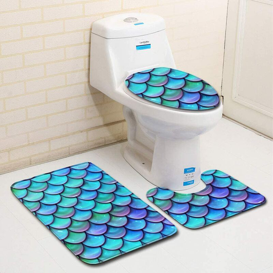 Perleraregb - New Non-Slip Bath Mat, 3 Piece Bath Mats Contour Bathroom Mat Set Toilet Toilet Mat wc (b)