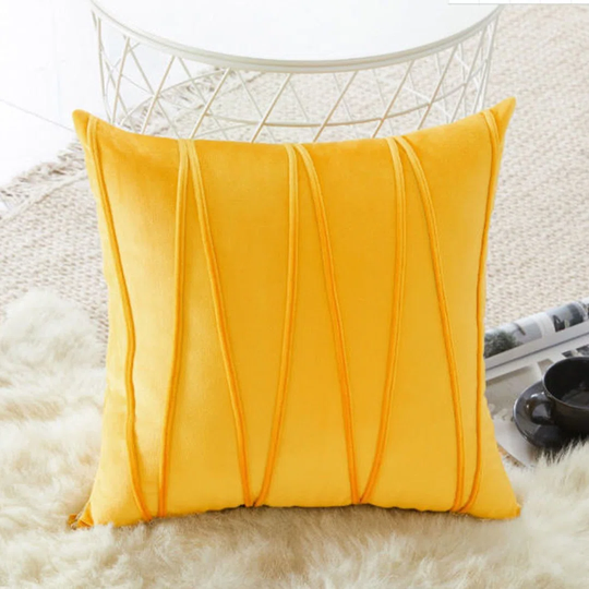 Square Velvet Cushion Cover with Stripes