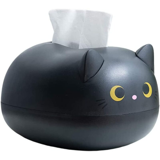 Tissue Box, Cartoon Cat Tissue Box Office Paper Towel Paper Storage Box, Bathroom Organizer and Home Decor, Black