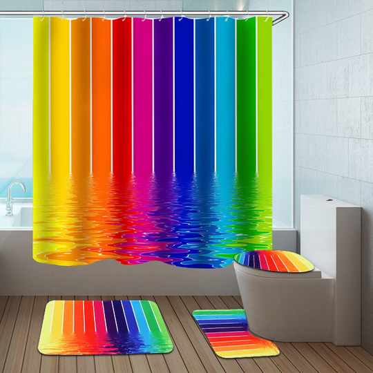 4pcs / set bathroom non slip mat + toilet cover cover + bath mat + shower curtain