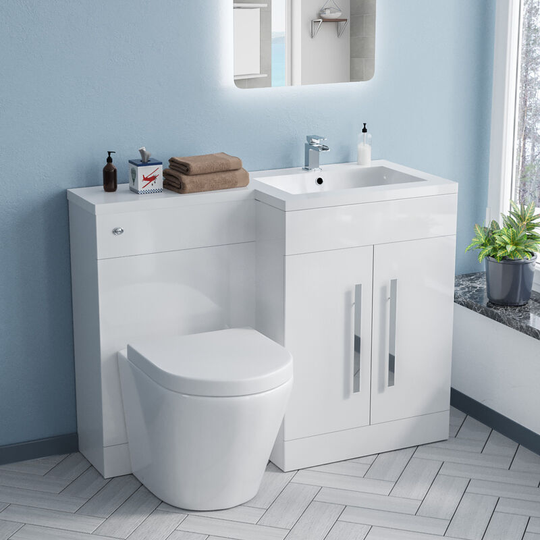 Neshome - Aric 1100mm rh Freestanding White Vanity with btw Rimless Toilet, wc & Basin