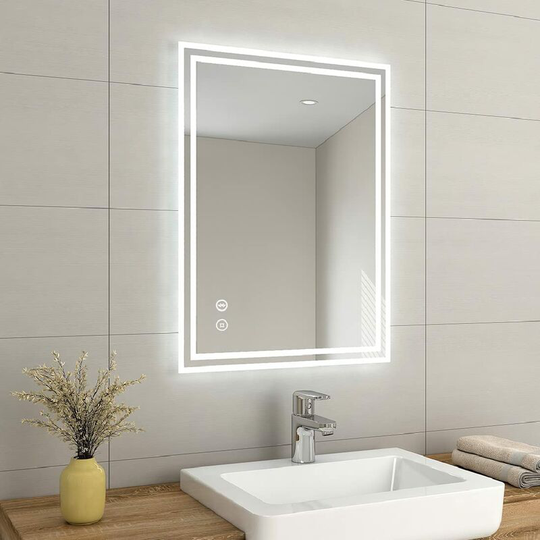 800 x 600 mm Backlit Illuminated Bluetooth Bathroom Mirror with Shaver Socket, Wall Mounted Multifunction Bathroom Vanity Mirror with led Lights and