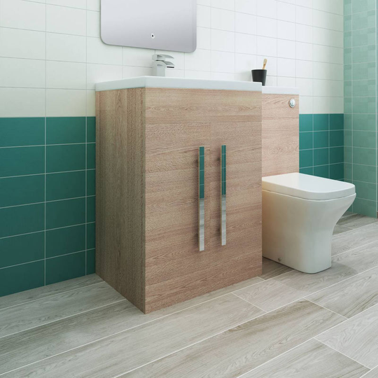 Calm Light Oak Left Hand Combination Vanity Unit Set with Toilet