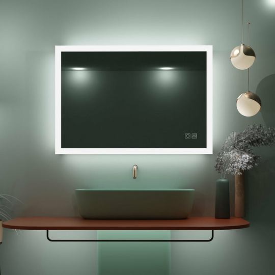 LISA 600x500mm Backlit Illuminated LED Bathroom Mirror with Demister Pad Touch Sensor 3 Color Dimmable Vertical Horizontal Wall Mounted