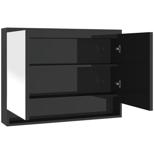 Vidaxl - Bathroom Mirror Cabinet 80x15x60 cm mdf Shining Black Black