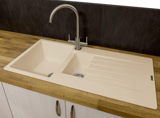 Reginox Harlem 15 Caffe Silvery Granite Inset 1.5 Kitchen Sink With Waste