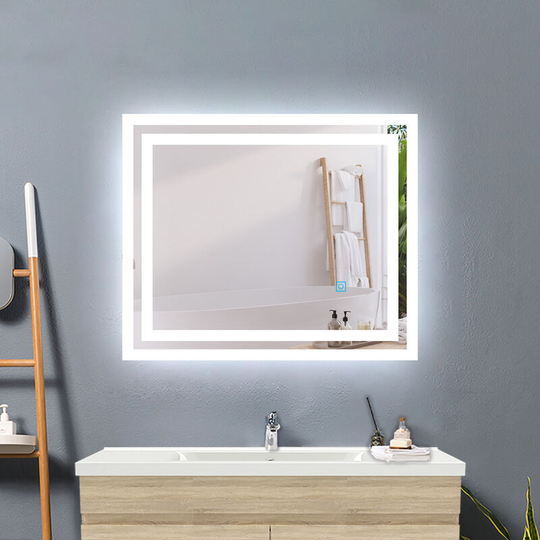 50 x 60 cm bathroom mirror with anti-fog, touch switch, horizontal or vertical led mirror, power 18w - Acezanble