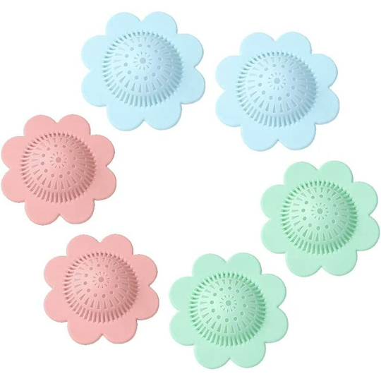 Sunflowergb - 6 Pack Drain Regulators Shower Drain Cover Durable Silicone Hair Stopper, Tub and Shower Protector for Tub and Kitchen