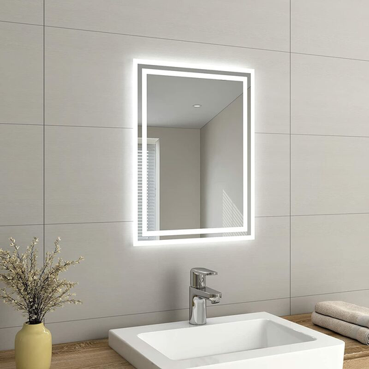 Emke - led Small Bathroom Mirror 400x600mm, Wall Mounted Bathroom / Bedroom Vanity Mirror with led Lights | Demister Pad, Easy Control Smart Mirror