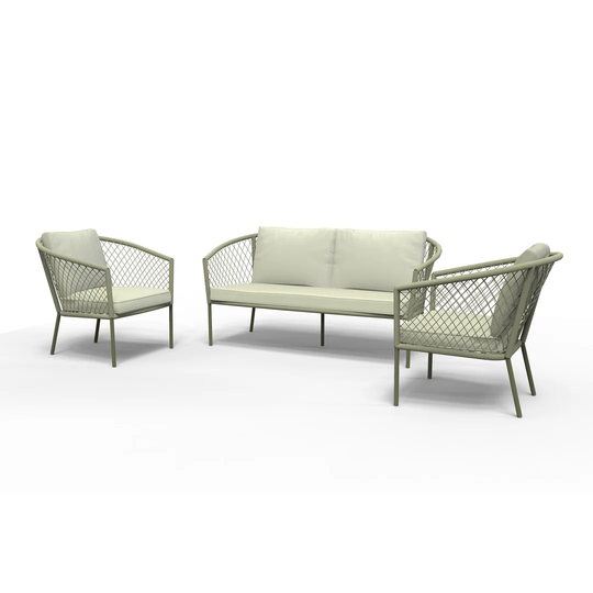 Set Of 2 Armchairs, Sofa And 2 Tables Quinones Nature/grey