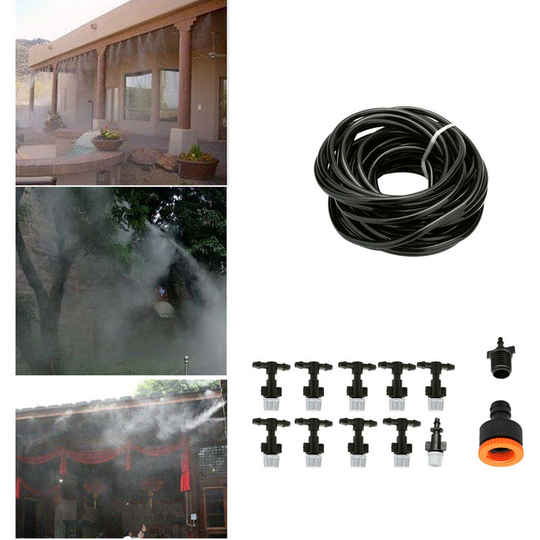10m Small Size Garden Lawn Outdoors Irrigation Plastic Sprayer Nozzles Suits Spray Cooling Atomization Sprinkler Nozzle Tool Combination Suit - Grey