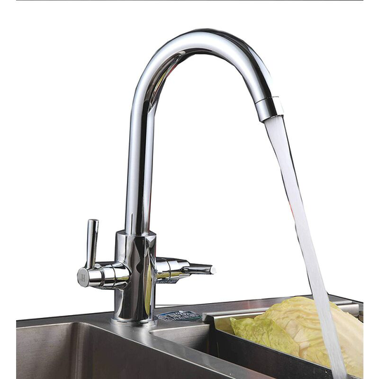 Kitchen Monobloc Mixer Tap Double Lever Taps Bath Filler 360° Swivel Bathroom Tub Brass Faucet - Chrome