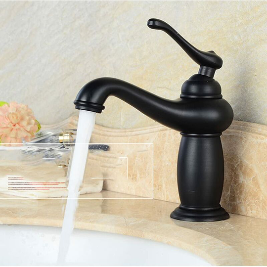 Retro Vinatge Single Handle European Style Brass Basin Faucet - Black