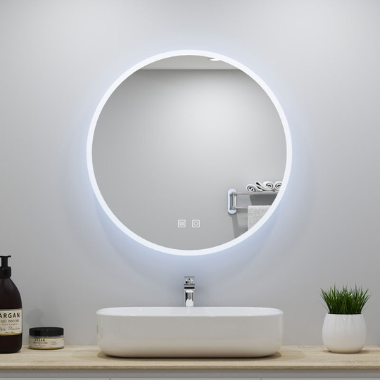 Round Bathroom Mirror Large Circle Mirror Wall Vanity Mirror Hanging Makeup Mirror Decoration for Bathroom Bedroom Living Room - 600mm dimmable 2
