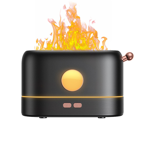 Superseller - Simulation Flame Aroma Air Humidifier Desktop 2-in-1 Mist Humidifier & Aromatherapy Diffuser, Black - Black