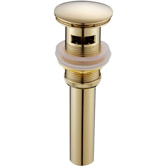 Modern Retro Pop Up Basin Plug Clicker with Overflow Golden Brass Universal Sink Drain Valve Overflow Hole Basin Siphon Polished with Overflow
